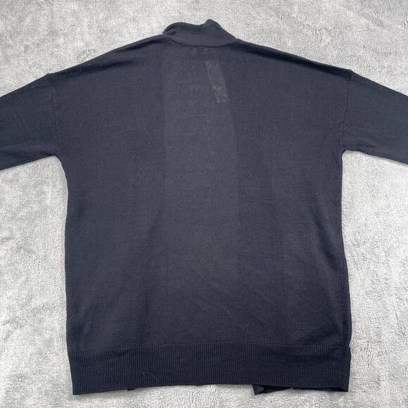 Eileen Fisher Cardigan Womens Large Black Open Front Organic Linen Blend - Picture 7 of 10
